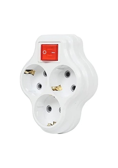 Üçlü Anahtarlı Topraklı Priz, 16a 250 Volt İle Güvenli Kullanım 0