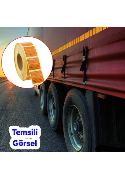 Badem10 Tüvtürk Onaylı Sarı Kesik Reflektörlü Bant Gece Parlayan En 5 Cm 1 Mt İkaz Fosforlu Reflektif