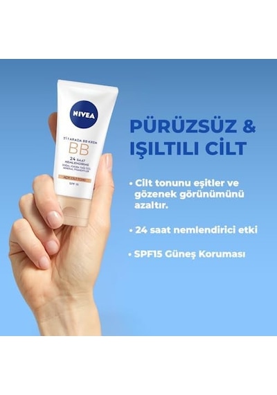 Essentials 5'i 1 Arada Bb Krem, 24 Saat Nemlendirme+doğal Jojoba Yağı Özü +açık Cilt Tonu 50 Ml, Spf 15 Güneş Koruması Diğer