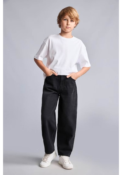 Defacto Barrel Fit Düz Paça Rahat Kesim Jean Pantolon Erkek Çocuk H2198a826wnnm40 Siyah-nm40