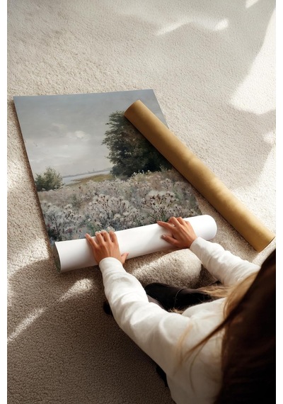 Zestia Siyah Çerçeveli 3'lü Tablo Seti, Klasik Manzara Soft Tonlar, Salon Set No: 30120 50 X 70