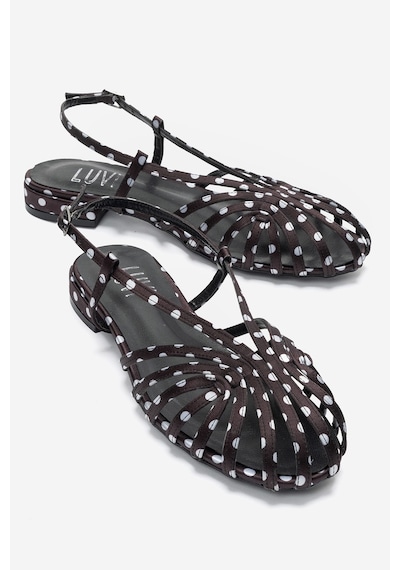 Luvi Shoes Lıss Siyah Beyaz Puantiyeli Kadın Sandalet