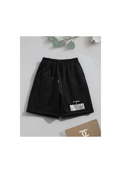 Tarzsokak Bay Brooklyn Just Take Act Baskılı Sportif Unisex Bermuda Siyah