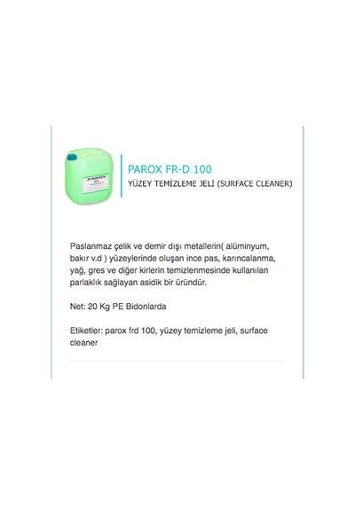 Pelox FRD Paslanmaz Temizlik Kimyasalı 30 KG