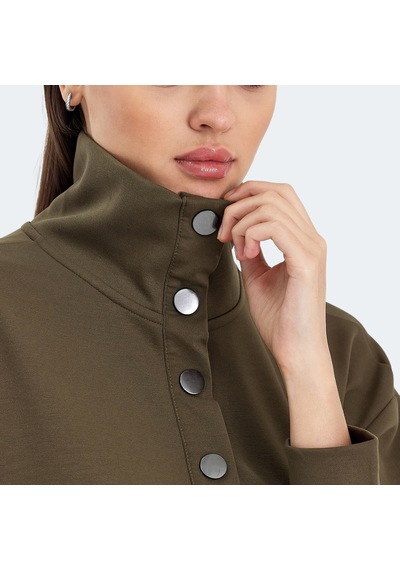 Slazenger VIDAL Oversize Kadın Dik Yaka Oversıze Haki Sweatshirt