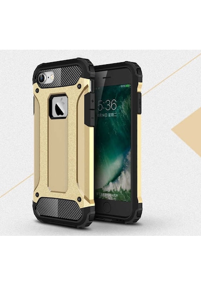Noktaks - Apple Uyumlu iPhone   8 - Kılıf   Çift Katman Zırh Tank Crash Military Kapak - Gold