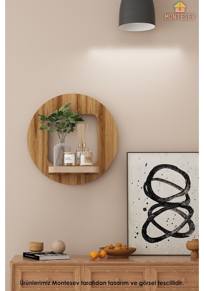 Ahşap Dekoratif Duvar Rafı 2 Li / 3 Lü Set Mtsv - 541 Kahverengi