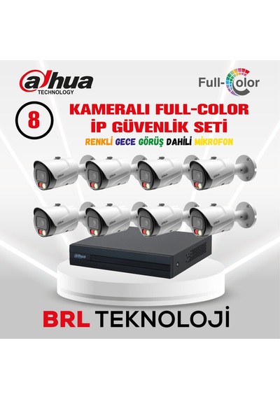 Dahua 8 Kameralı Full Color İp Güvenlik Kamera Seti