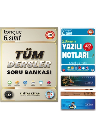 Tonguç 6. Sınıf Tüm Dersler Fijital Soru Bankası - 2. Dönem Yazılı Notları 1 Ve 2 Yazılı Set 2 Kitap