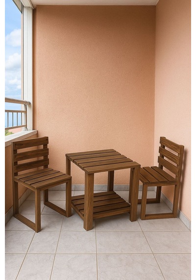 Ahşap Bahçe/balkon Bistro Oturma Takımı Şeffaf Vernik Ahşap Bahçe/balkon Bistro Oturma Takımı Şeffaf Vernik