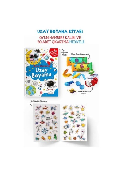 Uzay Boyama Kitabı - Oyun Hamurlu - 3 Yaş + - Mjfz-672999
