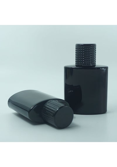 Parfüm Şişesi 50 Ml 2 Adet Özel Siyah Elips Kolay Kapama Boş Şişe