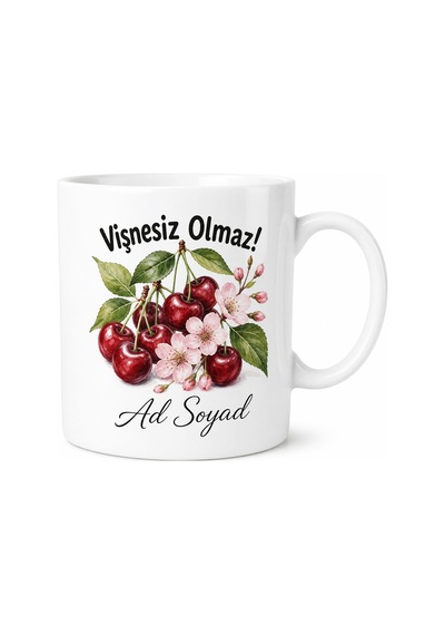 Vişne Kullananlara Vişne Reçeli Vişne Suyu Ekşi Vişne Yaz Meyvesi Kupa Bardak Hediye Beyaz / Çok Renkli