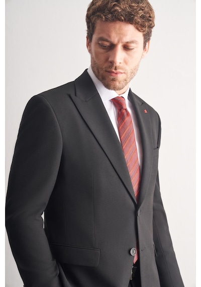 İmza Siyah Kırlangıç Yaka Tam Astar 6 Drop Slim Fit Takım Elbise 1001255162 Siyah