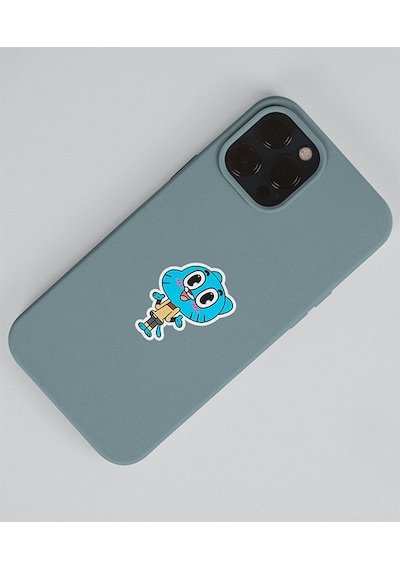 Çizgifilm-gumball-darwin Watterson- Sticker Set 2li Parlak Kağıt- Çizgi Dizi Etiket Sticker Süsleme Yeşil