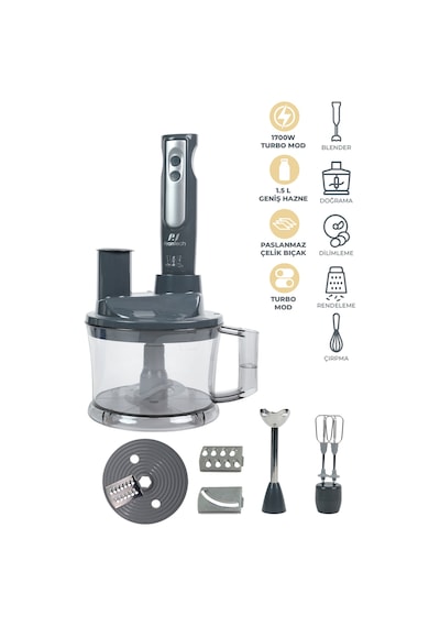 Pirantech YH-1420 1700 W Mutfak Robotu Blender Seti