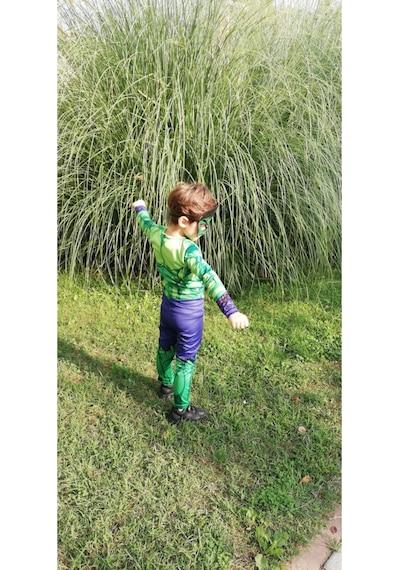 Şehrazattasarım Hulk Baskılı Erkek Çocuk Kostüm Yeşil