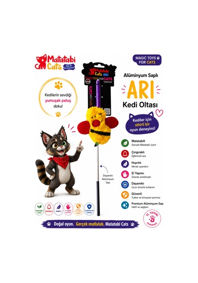Matatabi Cats Arı Alüminyum Saplı Kedi Oltası Matatabi,çıngırak Ve Özel Hışırtı İçerir.özel Kumaş