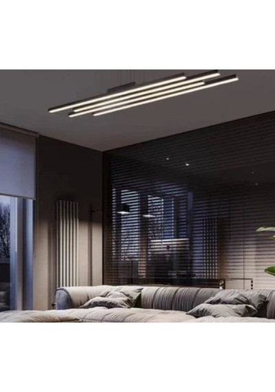 Siyah 4* 100 cm Led Tavan Lambası 3000K Sarı Işık Modern Avize