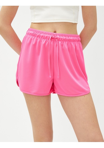 Koton Mini Spor Şort Beli Bağlamalı Pembe 3sak40068nk Gül