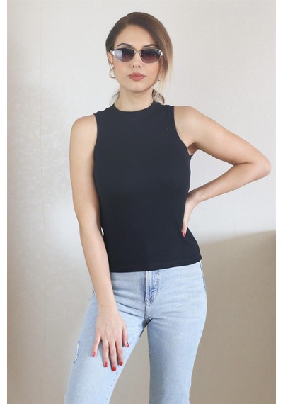 Ritnice Kadın İnce Fitilli Siyah Pamuk Atlet