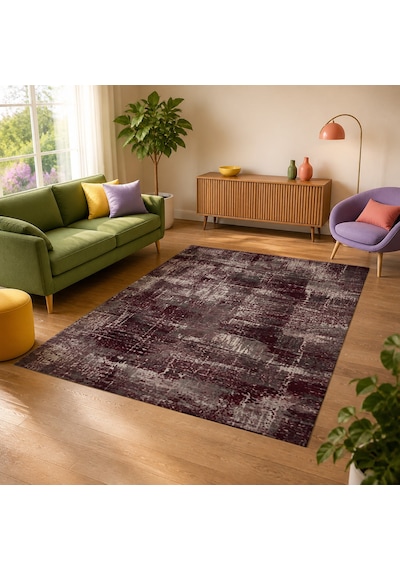 Kartela Halı Lora Halı Kaymaz Taban Makinede Yıkanabilir Halı Bordo - 60 X 90 Cm