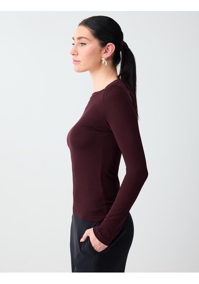 Jimmy Key Jimmy Key Bordo Kayık Yaka Uzun Kollu Örme Bluz 6sw035570562