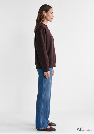 Mavi Yuvarlak Yaka Basıc Sweatshırt Black Coffe Kahverengi Kadın Sweatshirt M1s10576-70240