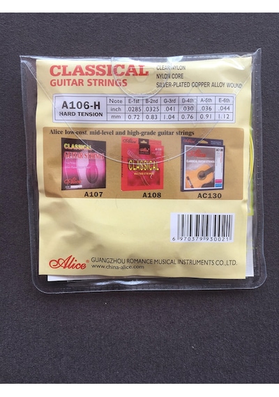 Alice A106 Klasik Konser Gitarı Telleri, Naylon, Sert Tension