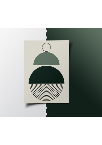 Çerçevesiz Poster, Dijital Baskı Soyut Yarım Daireler Poster, Soyut, Ev, Ofis, Mutfak Dekorasyon