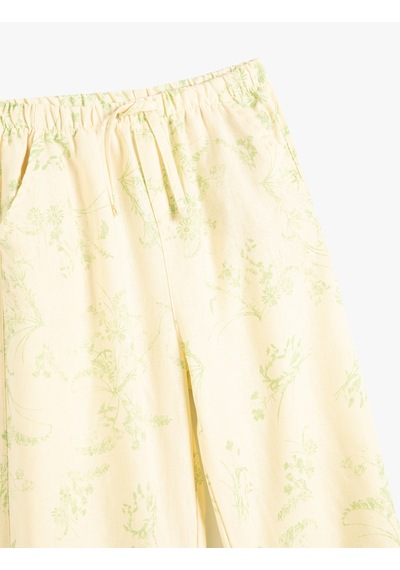 Koton Jogger Pantolon Çiçek Desenli Beli Lastikli Cepli Ekru Desenli 4skg40083aw Ekru
