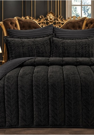 Home Kadife Confort 6 Parça Çift Kişilik 230 X 240 Uyku Seti Antrasit