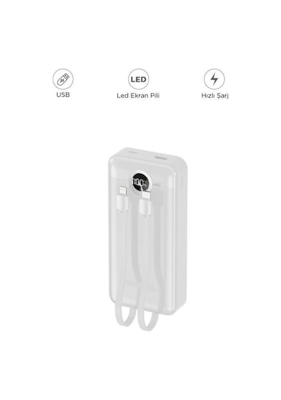 20000mah 2 Çıkışlı Taşınabilir Pd 22.5w Hızlı Şarj Dijital Göstergeli Powerbank
