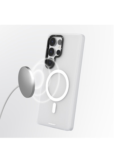 Galaxy Uyumlu S25 Ultra Kılıf Magsafe Şarj Özellikli Youngkit Hidden Sand Serisi Kapak Beyaz