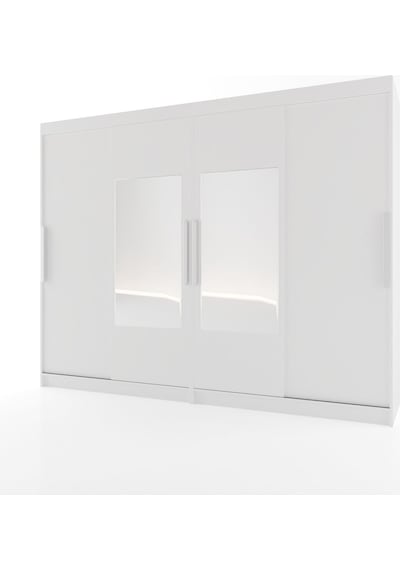 Sürgülü Gardırop Dört Kapaklı 320/210 Cm Parlak Beyaz