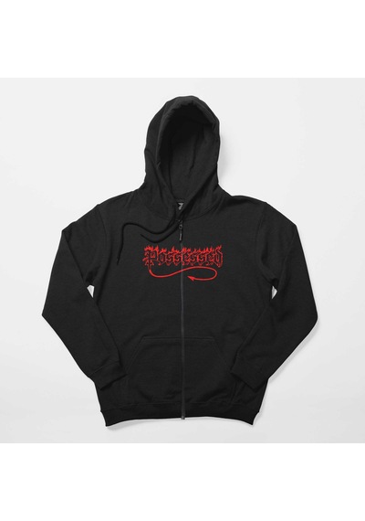 Possessed Red Logo Siyah Fermuarlı Kapşonlu Sweatshirt
