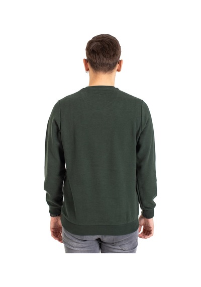 Erkek Klasik Regular Kalıp Pamuklu Selanik Yuvarlak Yaka Sweatshirt 1111-Haki Yeşili-Haki Yeşili Haki