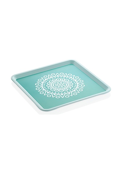 Zuccii Home Alaçatı Tepsi - Turkuaz - 32,5x32,5 Cm Çok Renkli