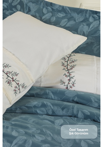 Elart Stella Comfort Uyku Seti Yatak Örtüsü Çift Kişilik 3 Parça 220x240 Cm Mavi Mavi