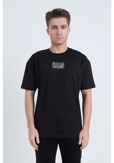 Velvoria Unisex Oversize Siyah Run T-shirt