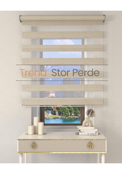 Sütlü Kahve Etek Dilimsiz Zebra Stor Güneşlik Perde Sütlü Kahve