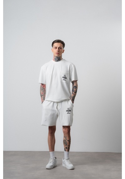 Erkek Far From Basic Baskılı Regular Fit T-shirt Şort Takım Ekru