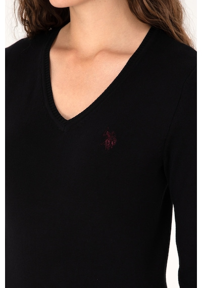 U.S. Polo Assn. Kadın Siyah V Yaka Basic Kazak 50313590-VR046