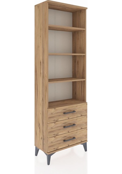 Arges Dolap 4 Raflı 3 Çekmeceli 60x30x182 Çam-çam Atlas Çam