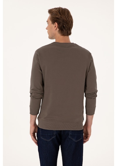 U.S. Polo Assn. Erkek Regular Fit Bisiklet Yaka Vizon İnce Basic Sweatshirt 50313743-VR052