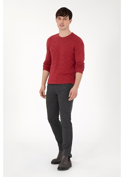 U.S. Polo Assn. Erkek Slim Fit Bisiklet Yaka Vişne Basic Kazak 50288882-1114