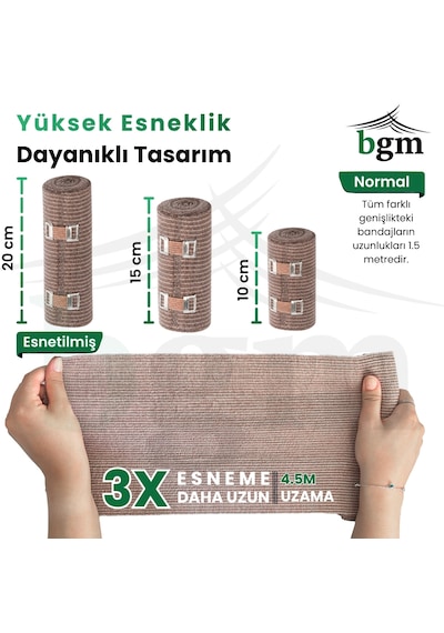 Premium Elastik Bandaj 3 Lü Karma Set Yüksek Kalite Esneklik Ve Dayanıklılık Spor & Ortopedik Destek 10cm 15cm 20cm