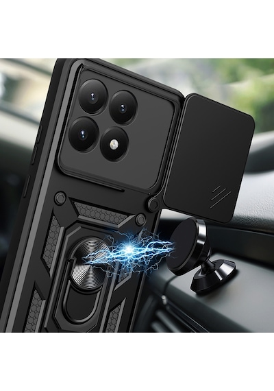 Xiaomi 15t Kılıf Sürgülü Kamera Koruyucu Manyetik Standlı Tank Koruma Pazarplus Mavi