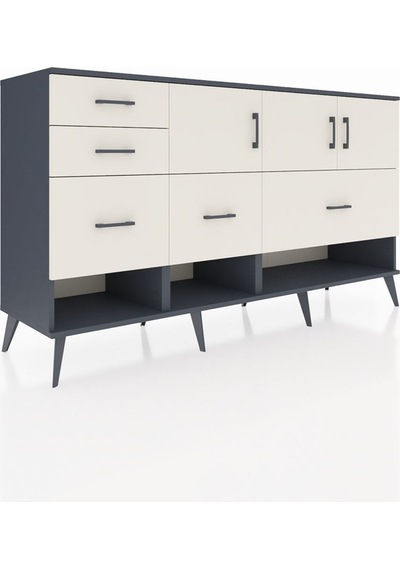 Hyperion Konsol 3 Raflı 5 Çekmeceli 3 Kapaklı 176x44x99 Antrasit- Antrasit-aytaşı Hyperion Konsol 3 Raflı 5 Çekmeceli 3 Kapaklı 176x44x99 Antrasit- Antrasit-aytaşı
