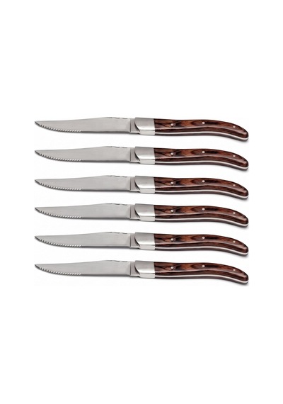 Biftek Bıçağı Seti 6'li, Ahşap Saplı Paslanmaz Çelik Steak Bıçak Diğer